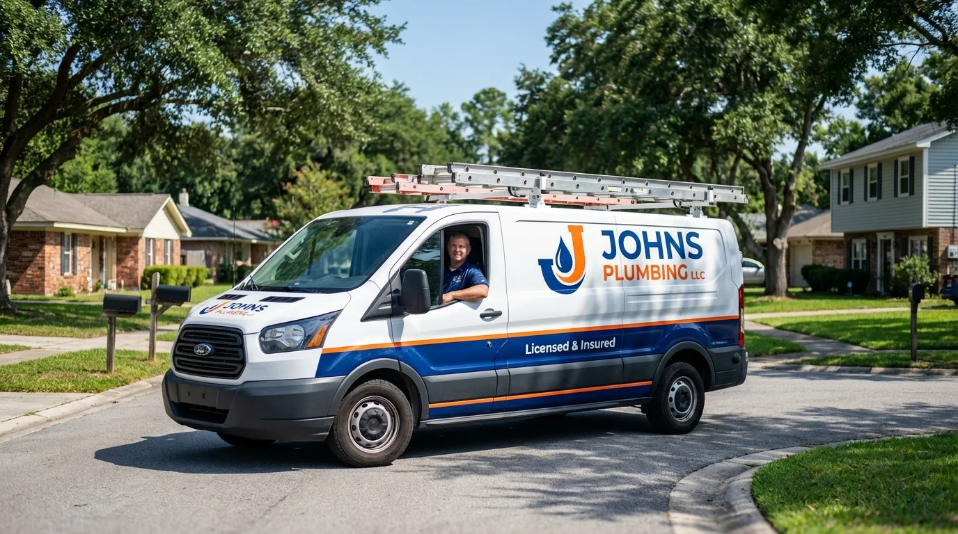 Johns Plumbing LLC service van in Canandaigua, NY