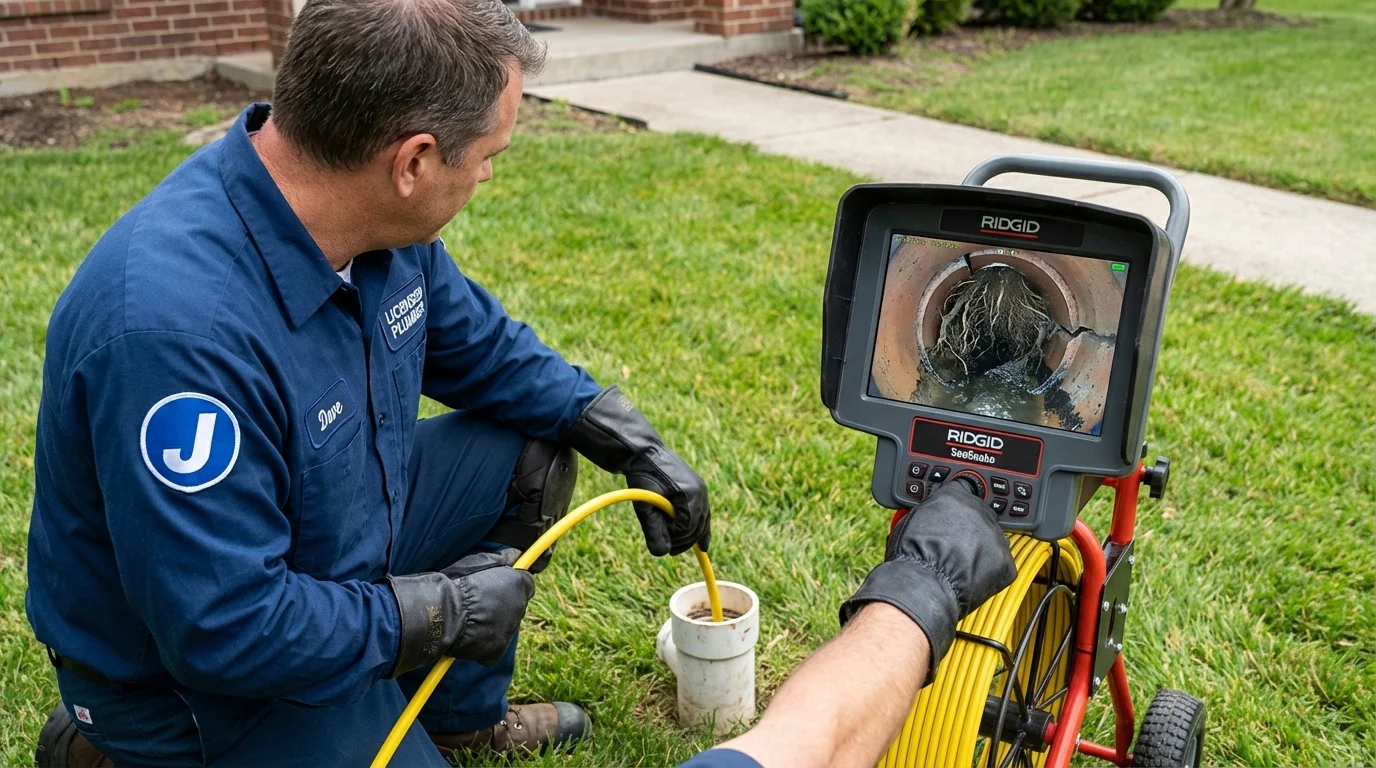 Sewer camera inspection being performed by Johns Plumbing LLC in Canandaigua